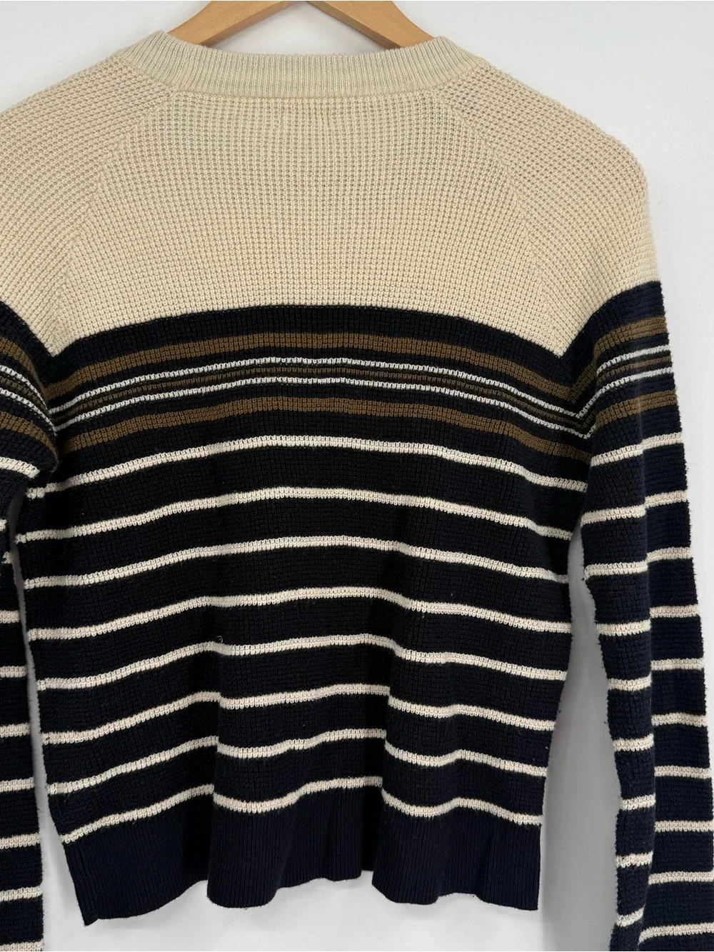 Faherty Women's Size S Waffle Knit Striped Sweater Top Organic Cotton Cashmere